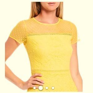 Kensie womens lace A-linedrees yellow 8